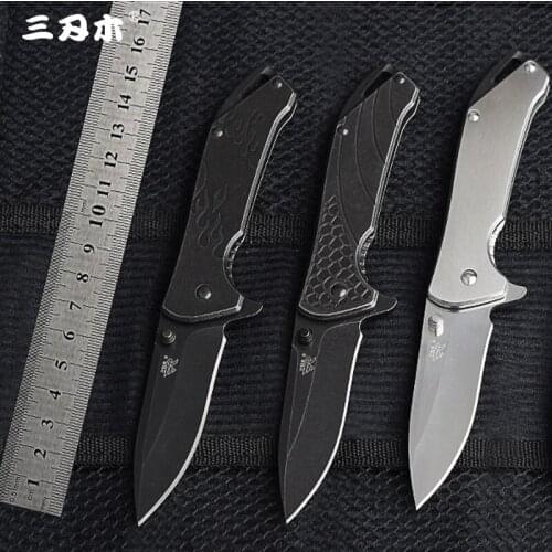 Sanrenmu 7089 LUY Classic Edition Stone Wash Portable Folding Knife 12C27 Blade Stainless Steel Handle Survival Camping Outdoor