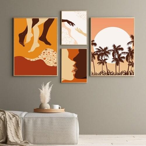 Contemporary Romance Male Female Floral Landscape Poster Wall Art Canvas Painting Abstract Prints Living Room Decoration