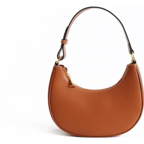 100% Genuine Leather Underarm Bag For Women New Fashion Simple Tote Bags Brand Designer Female Shoulder Handbags Baguette Purses