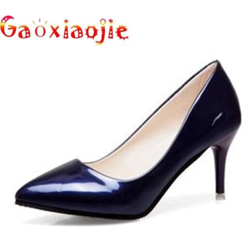 Comfortable Patent Leather Women Pumps Fashion Pointed 7CM Elegant Office Stiletto 2021 New Simple Easy Matching High Heel Shoes