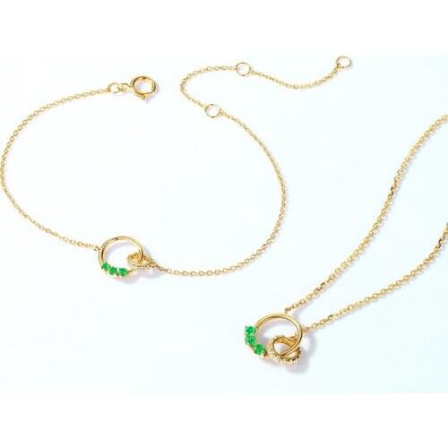 UBESTNICE 585 Trendy Luxury 14K Yellow Gold Natural Emerald Chokers Necklace For Women Party 3A Zircon Bracelets Fine Jewelry