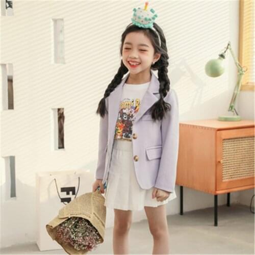 2021 Spring Autumn Kids Clothes Girls Blazer Children Clothes Teens Single-breasted Casual Coat Toddler Girl Tops Cotton Outwear