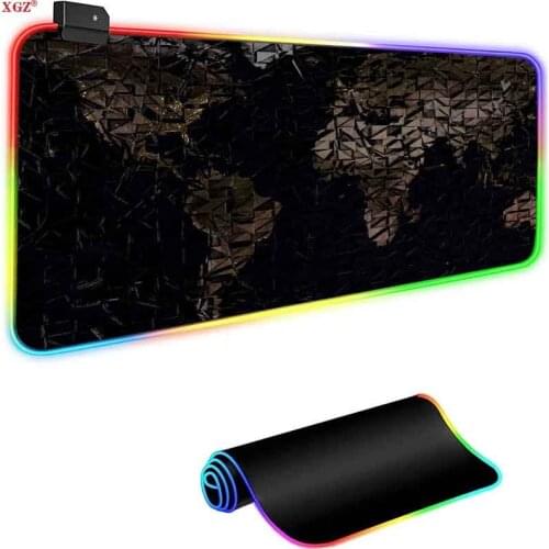 Xgz Creative Black Lattice RGB Game Big Mouse Pad Player LED Computer Keyboard Keyboard Desk Pad with Backlit Carpet Desk Mat