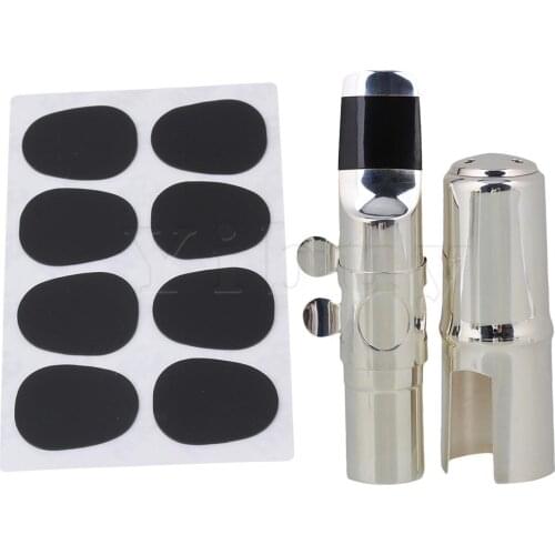 Yibuy 8 Pieces Black Oval Pads and 7# B-flat Soprano Saxophone Mouthpiece Kit
