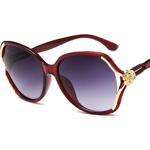 2021 Classic Rose Flower Sunglasses For Women Oversized Gradient UV400 Sun Glasses Elegant Ladies Vintage Frame Zonnebril