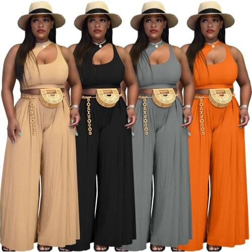 Summer Women Cotton Set Casual Sleeveless Knitting Shirt and Loose Pants Suits Solid Two Piece Sets 3Xl Womens Sportswear Club
