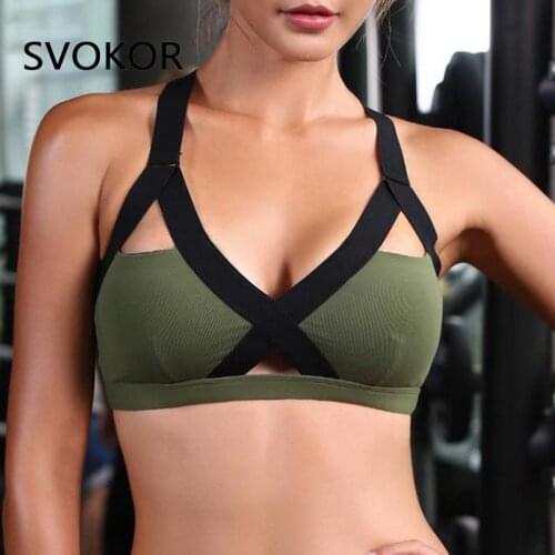 SVOKOR 3XL Sexy Bra Women Sport Plus Size Deep V-Neck Summer Gym Lingerie feminina Fitness Active Bras Running Cross Back