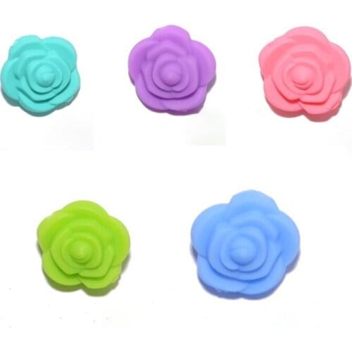 1pcs Rose Silicone Beads Baby Teething Toys DIY Pacifier Chain Accessories Baby Teethers Food Chewing Supplies Newborn Products