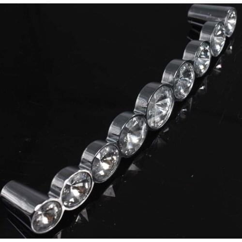 128mm modern fashion glass diamond furniture handle K9 crystal drawer cabinet pull 5" silver chrome dresser cupboard handle pull