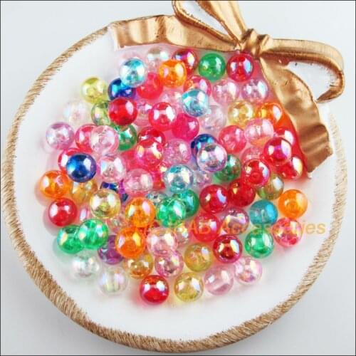 140Pcs Colors Acrylic Shiny Round Spacer Beads Charms 8mm