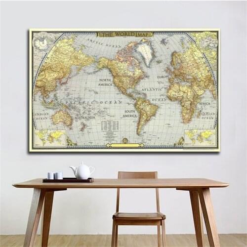 1943 Globe World Map A2 59*42cm No Frame Atlas Poster World Map Wall Sticker Decoration for Home Office School Supplies