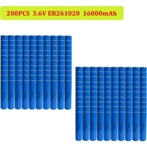 200Pcs 3.6V 261020 ER261020 16000mAh Lithium Battery ER 261020 16000mAh 3.6V Li-SOCl2 High Drain Battery 261020