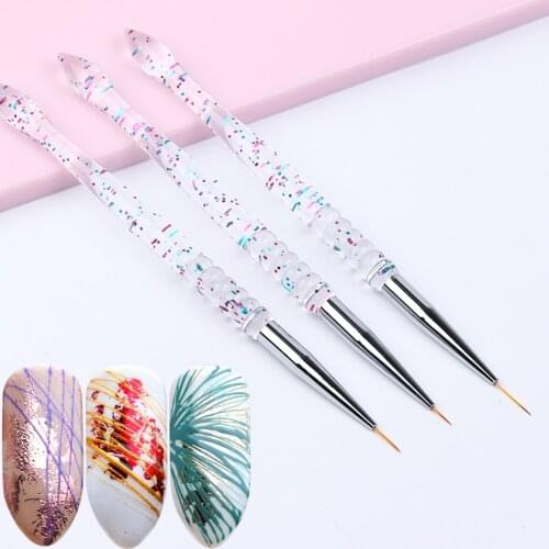 3pcs Dotting Liner Nail Brush Pen Strip Wide Line Painting Nail Art UV Gel Polish Detail Drawing Profession Manicure Tool JI1047
