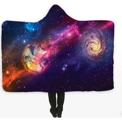 3D Hooded Blanket Adults Kids Winter Warm Blankets Wearable Fleece Cloak Cap Blanket Air Conditioning Blanket Sofa Throw Cover