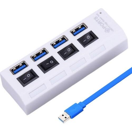 4 Port USB Hub 3.0 High Speed EU/US/AU/UK Power Adapter Multi USB Splitter On/Off Switch USB 3.0 Hub For Tablet Laptop Computer
