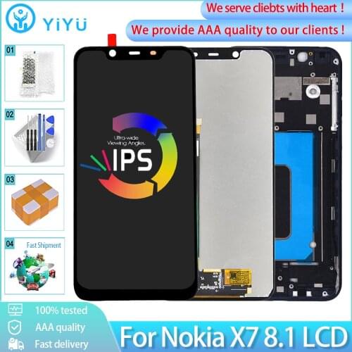 6.18" Original For Nokia 8.1 X7 TA-1119 TA-1121 TA-1128 LCD Display Touch Screen With Frame Digitizer Assembly Replacement Parts