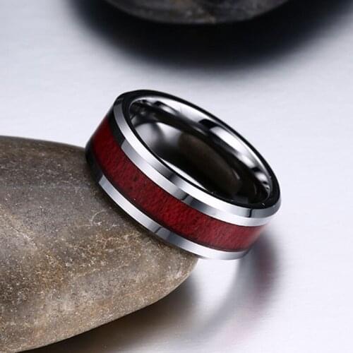 8mm SUNNERLEES Jewelry Stainless Steel Rings 100% Tungsten Carbide Retro Wood Grain Ring Women Men TCR-018