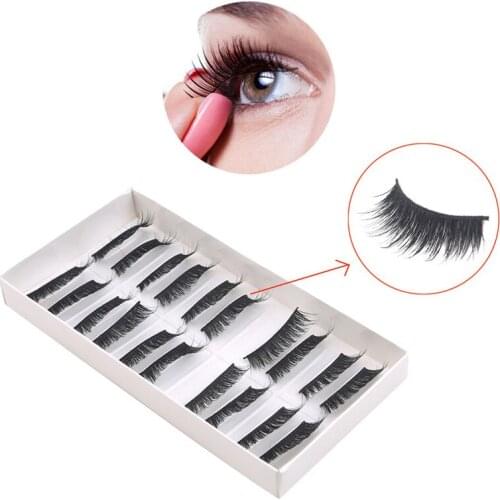 10 Pair/Box Black Eyelashes 3D Artificial Fiber Long Lasting Lashes Women Volume Eyelashes Extension False Eyelashes