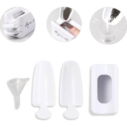 Double Layer French Powder Box Recycled Nail Powder Storage Box Portable Infiltration Powder Container Nail Tool Nail Storage