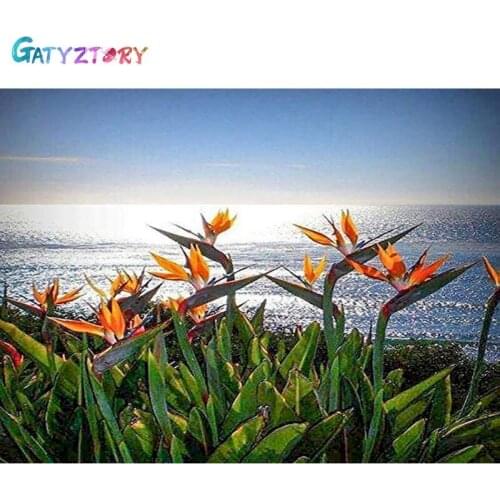 GATYZTORY Full Drill Flower Mosaic Round Diamond Painting Scenery Diamond Embroidery Cross Stitch Kits Diamond Art Rhinestones