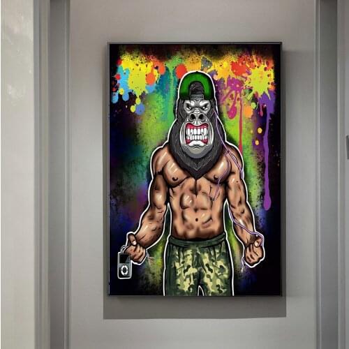 Graffiti Art Animals With Angry Orangutan Monkey Canvas Painting Oil Painting Posters Modern Wall Art For Living room Home Decor