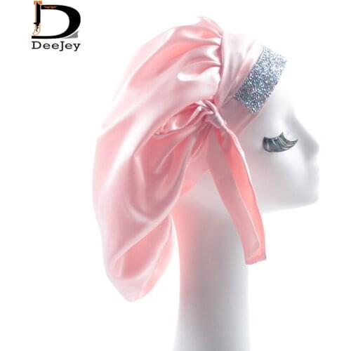Customize Satin Hair Rhinestone Bonnet Wholesale Bling Custom Designer Bonnets For Wig