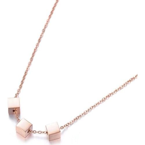 Classic Stainless Steel Geometric 3 Pcs Square Chokers Necklace Jewelry Lovely Pendant Necklace For Women N18001