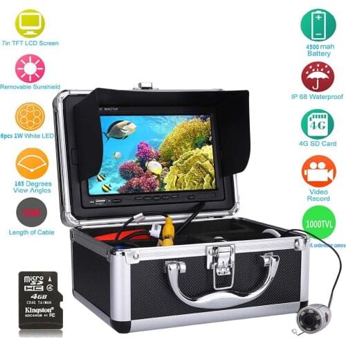 MAOTEWANG 7" Video Fish Finder HD 1000TVL DVR Stainless Steel Underwater Fishing Camera Kit With Video Recording 165 Angle 30m
