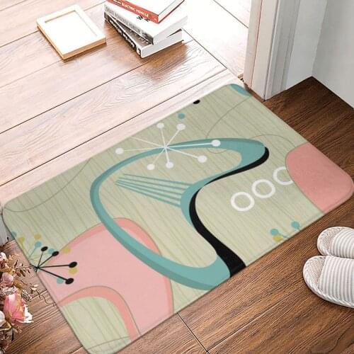 Retro Eames-Era Atomic Inspired 2 Doormat Carpet Mat Rug Polyester Non-Slip Floor Decor Bath Bathroom Kitchen Bedroom 40x60
