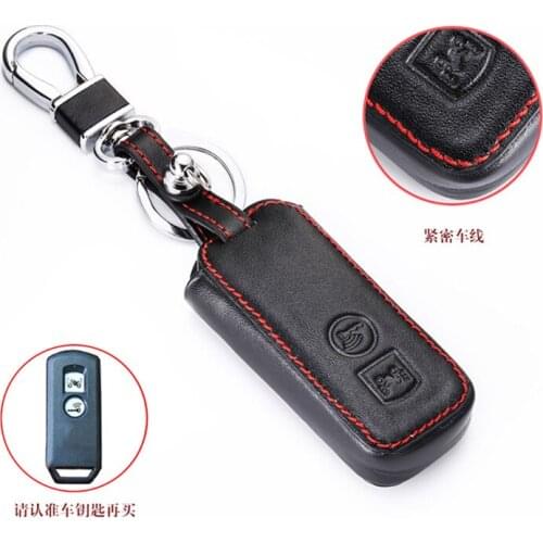 Leather Car Key Case holder For For Honda N BOX / N WGN / N ONE 2012-2017 Smart Keyless Remote Fobs Cover Skin Keychain