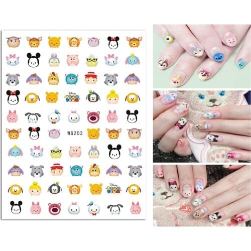 Cute Childrens Nail Stickers Disney Mickey Winnie Pooh Doll Toys Manicure Accessories Girls Students Cartoon Decoration Decals
