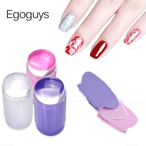 Multicolor Nail Stamper Template Plastic Silicone Jelly Head Stamp Gel Polish Scraper Nail Art Flower Print Stamping Plates Kits