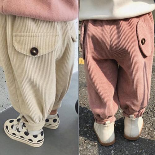 Fashion Kids Corduroy Harren Pants Spring Autumn Clothes Girls Trousers Baby Girls Harem Pants Toddlers