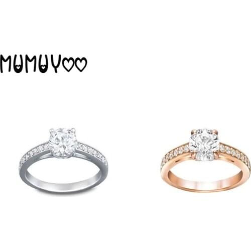 SWA Fashion Jewelry High Quality Generous Four-claw Crystal Confession Romantic Crystal Ring Female Valentines Day Gift