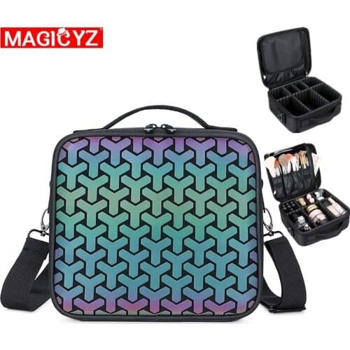 Fashion Women handle make up bags girl beauty case luminous laser shoulder bag high Capacity Suitcases For Makeup bag