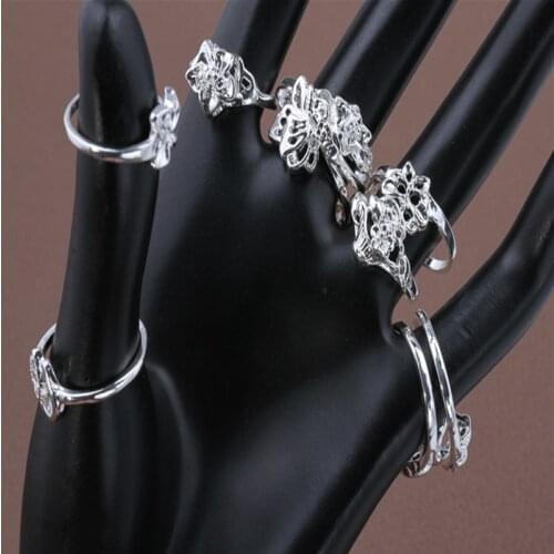 10-piece Ring Set Classic Butterfly Love Flower Shape Small Tail Ring Female Ring C