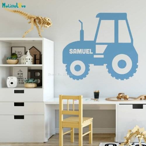 Custom Tractor Name Wall Sticker Decals Simple And Delicate Kids Boys Room Nursery Vinyl Art Murals Self-adhesive YT2944