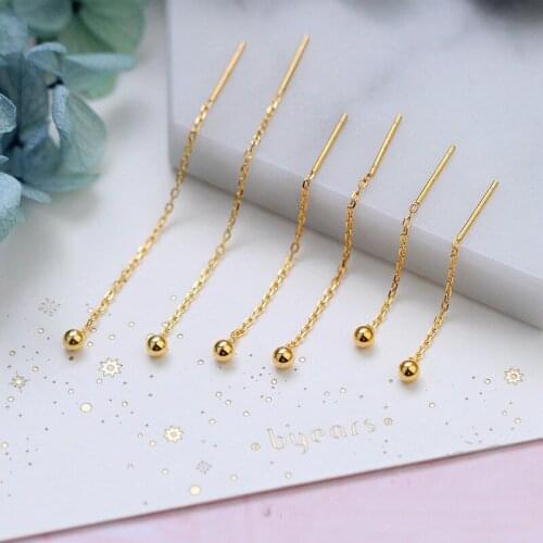 Real 925 Sterling Silver Beads Drop Earring Women 3 Size Gold Color Cute Minimalist Womens Earrings Trendy Fine Jewelry YEA487