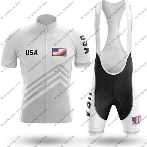 2020 NEW USA S5 White - Mens Cycling Kit /Summer Cycling Jersey Set, Cycling Clothing, Cycling Uniform Set / 100% Polyester