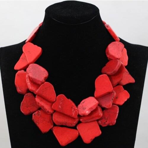 Charming Red Stone Chunky Necklace Natural Sheets Beaded African Fashion Necklace for Wedding Free Shipping TN144
