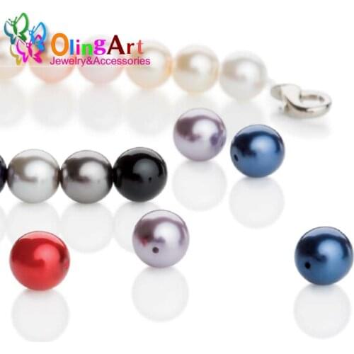 OlingArt 100PCS 4MM round mixed multicolor glass imitation pearls beads DIY earring Bracelet bead choker necklace jewelry making