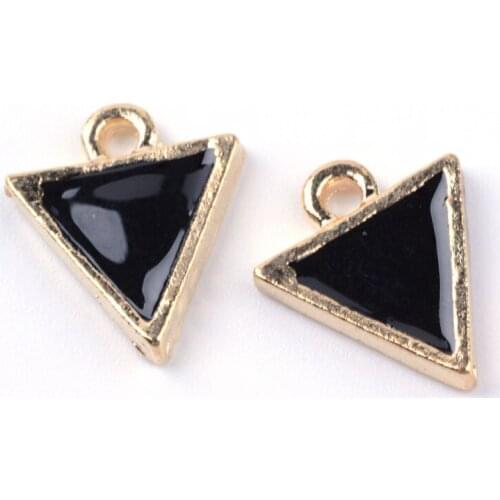 Pandahall 100pcs 14x11.5x2mm Black Alloy Enamel Triangle Charms Pendant for necklace jewelry making DIY Accessories F80