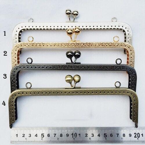 20cm 4 color purse frame metal clasp for bag accessories mouth golden knurling 3pcs/lot