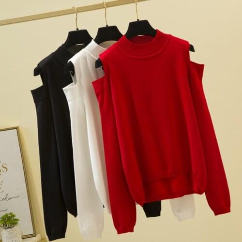 Shintimes Turtleneck 2020 Winter Clothes Knitted Sweater Sexy Off Shoulder Sweaters Women Pullover Long Sleeve Korean Sweater