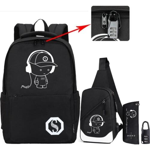New Anime Cartoon Luminous School Backpack Waterproof Oxford School Bags for Teen Boys and Girls Children Anti-theft Bookbag