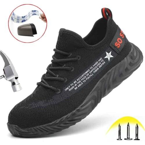 Unisex Steel Toe Cap Work Shoes Summer Puncture Proof Safety Shoes Man and Women Non-slip Mesh Breathable Comfortable Sneaker