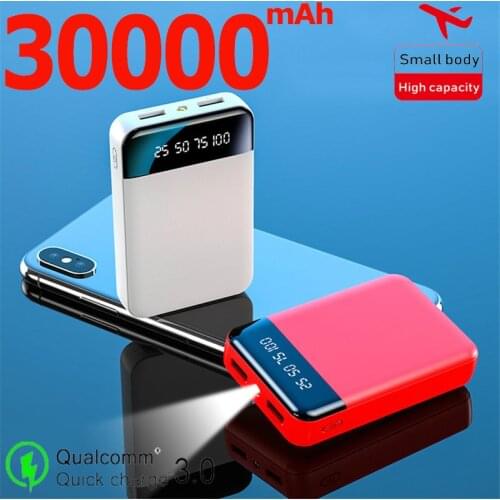 30000mah Mini Power Bank Portable Mobile Phone Charger LED Light Digital Display Outdoor Travel Powerbank for Xiaomi Samsung