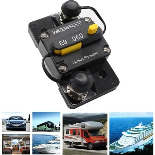 Waterproof Circuit Breaker Surge Protector with Manual Reset Button 12V- 72V DC Fuse Inverter for Car RV Marine Boat