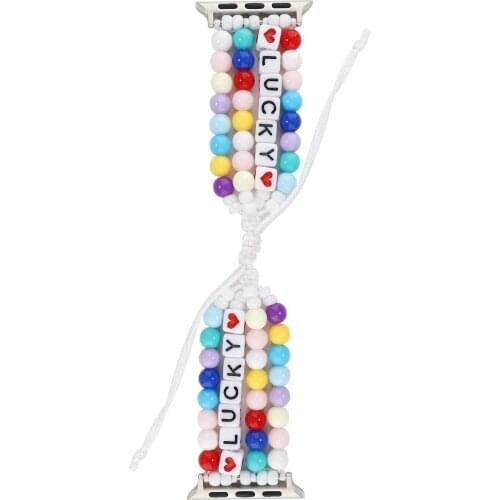 Yelshan Lucky Beading Watch Band Strap Compatible with Apple Watch 38/40/42/44mm for iWatch Series 1/2/3/4/5(38/40mm, Blue)