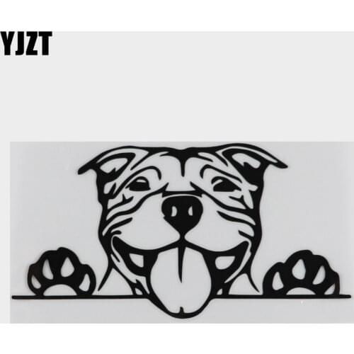 YJZT 15.7X8.2CM Funny Car Sticker Paws Up Pitbull Bully Dog Decal Vinyl Decor Black/Silver C24-1577